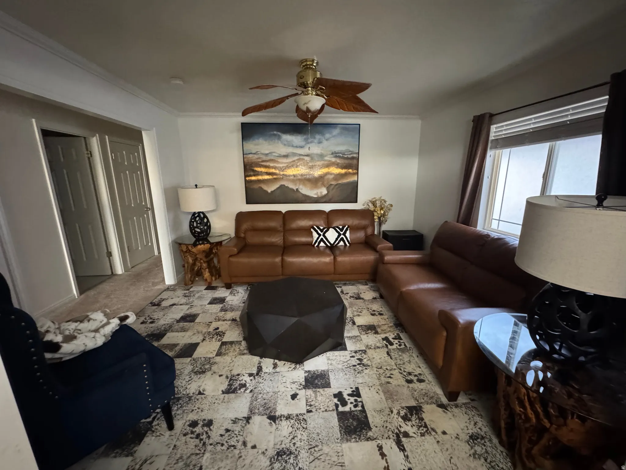 Crown molding accents the room