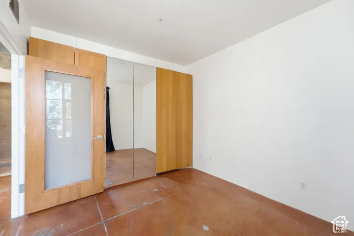 Wood-finish door with frosted glass panel