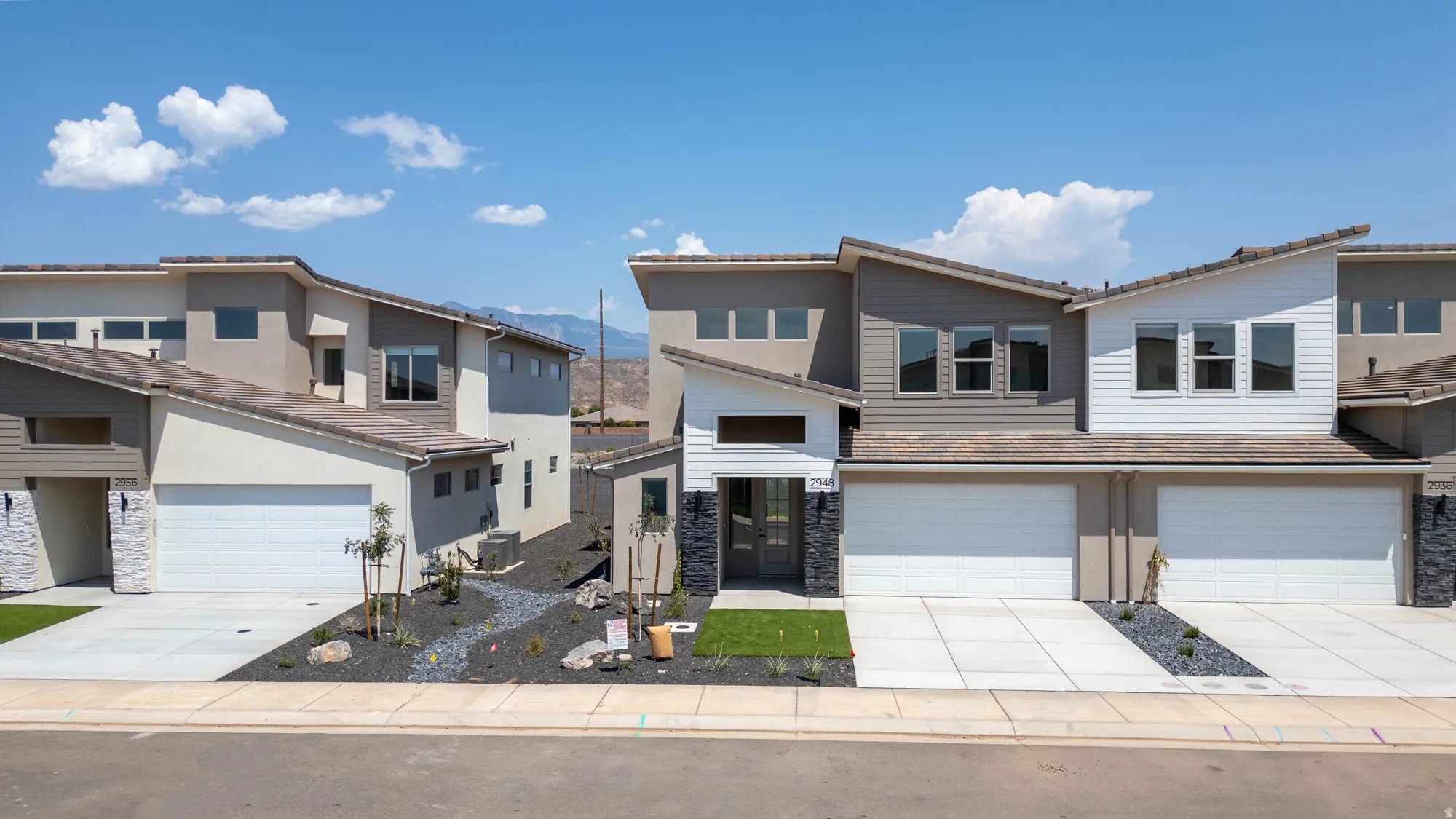 Contemporary architectural style with a multi-level roofline