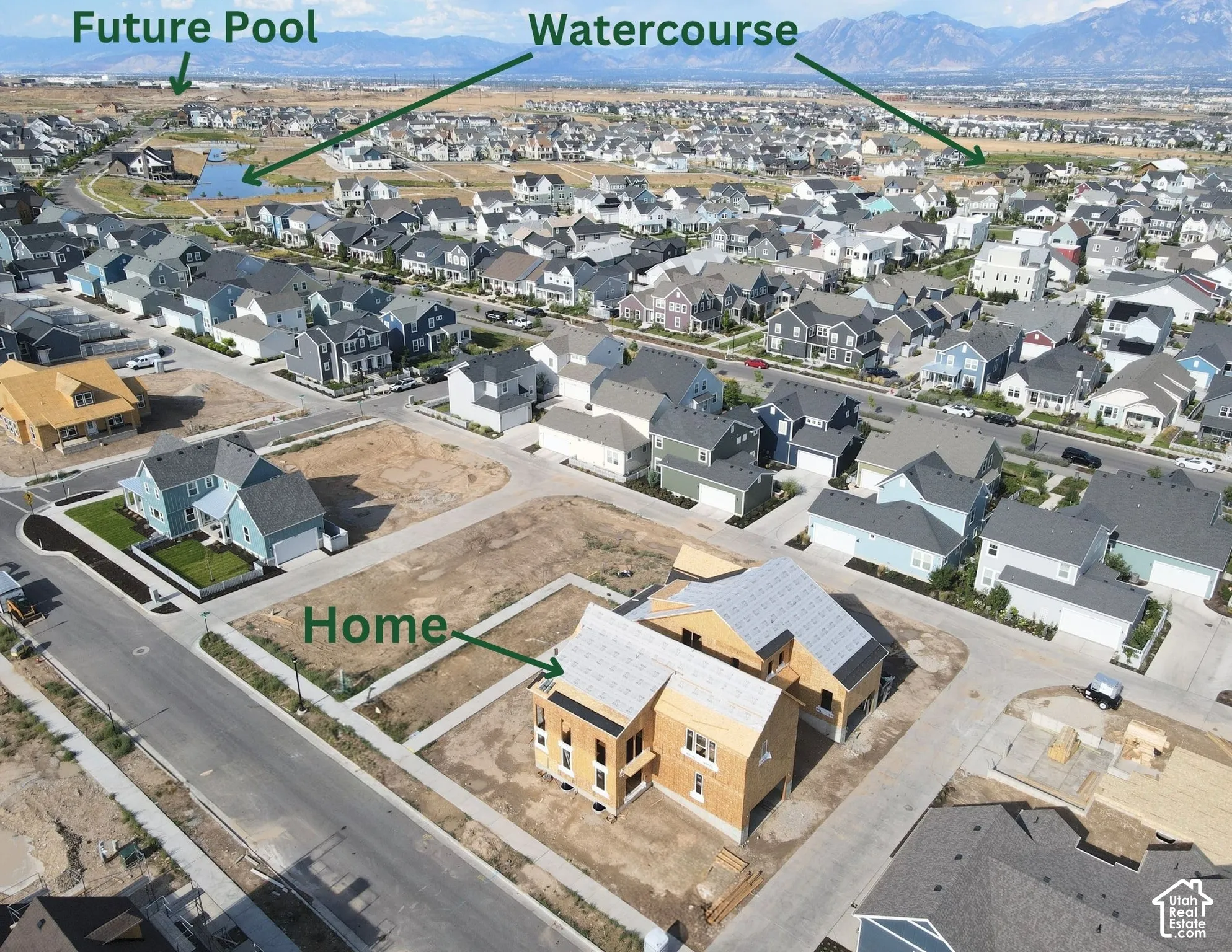 Photo of actual home under construction- Aerial view of home location