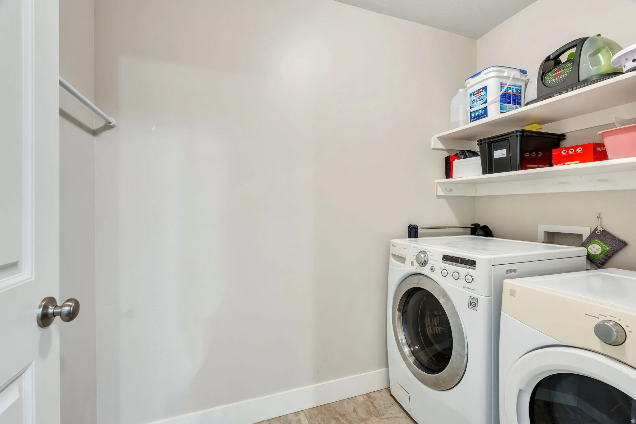 Laundry room is located on the same floor with the family bedrooms