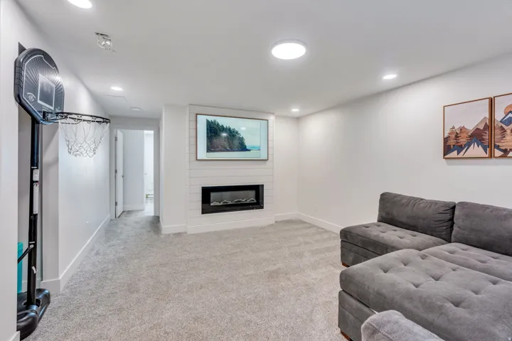 Cozy fireplace in family room
