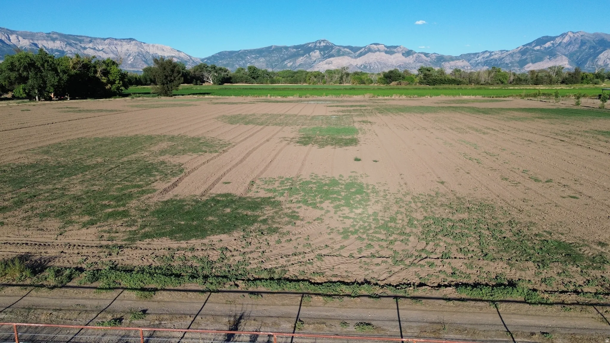 Expansive acreage with distant mountain backdrop