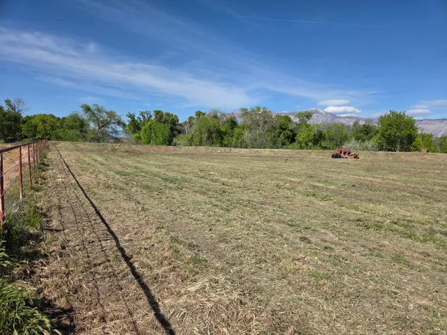 Expansive open field with a wire fence boundary