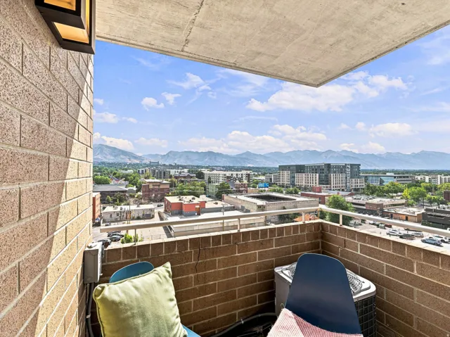 Balcony with brick wall and concrete ceiling