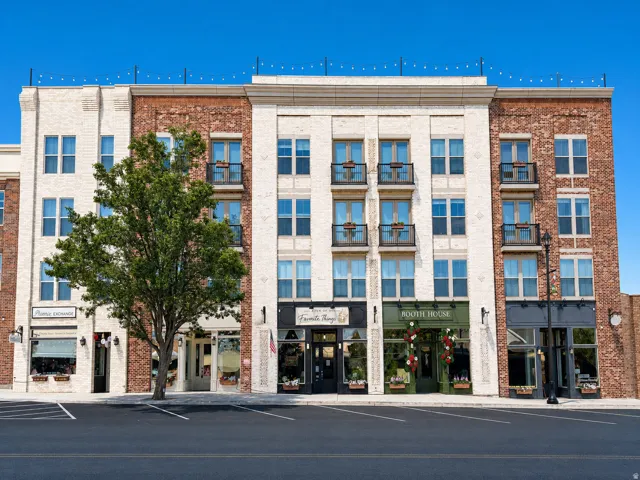 Brick and stone facade building with multiple levels