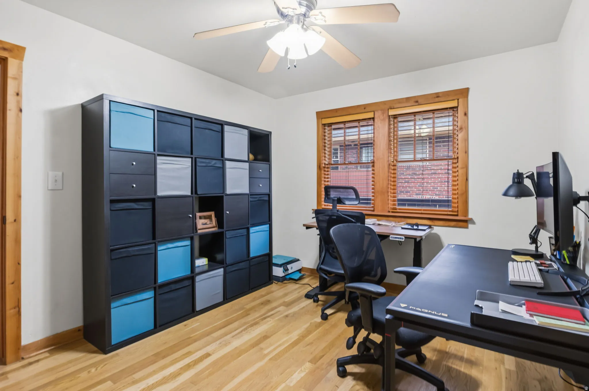 Office or could be a bedroom just no closet. Wood-finish flooring with white walls
