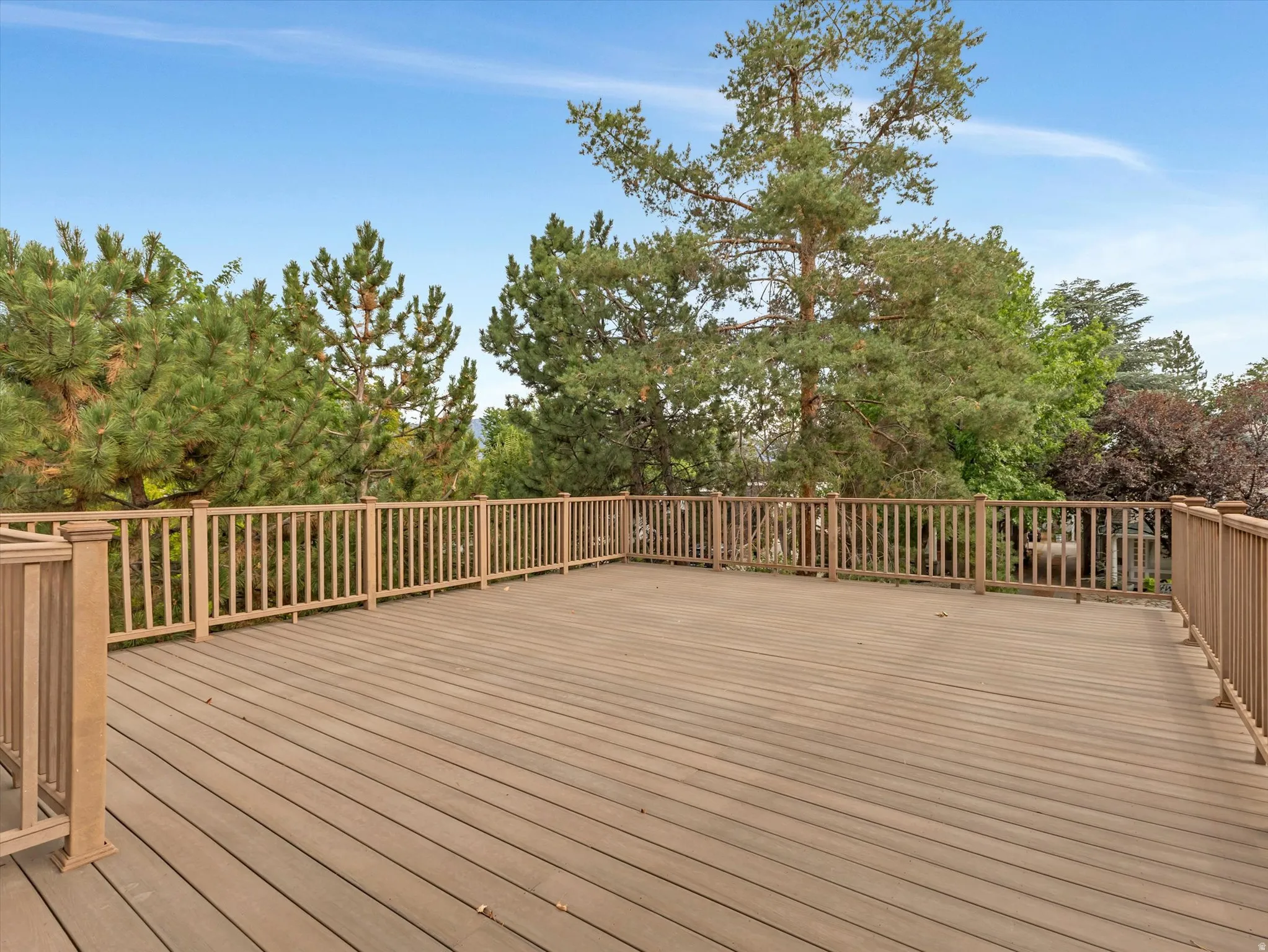 Spacious brand new deck with composite decking and full perimeter railing
