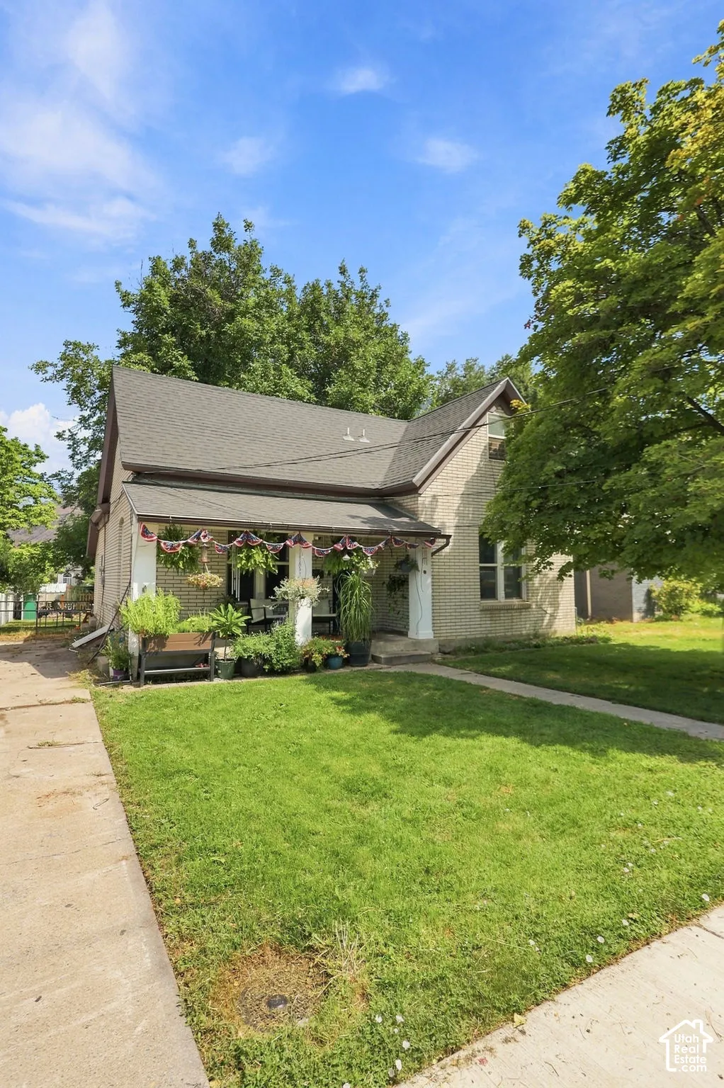 Brick exterior with an asphalt shingle roof