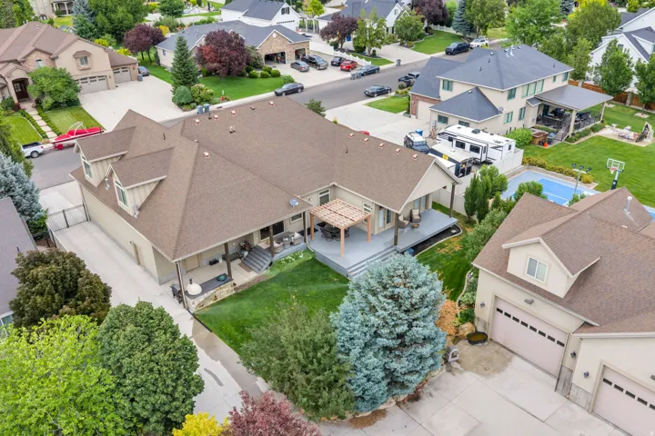 Drone picture showing main home and detached shop.