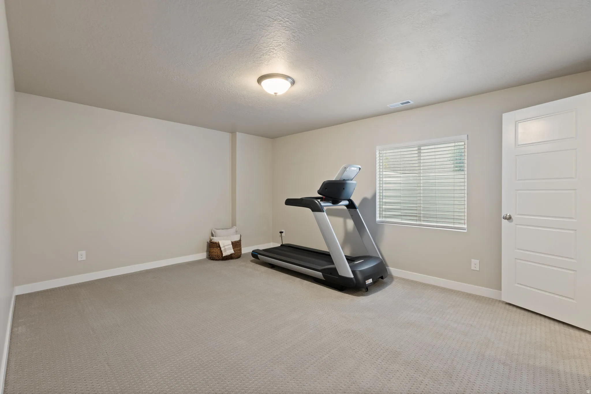 Neutral-toned carpeting throughout