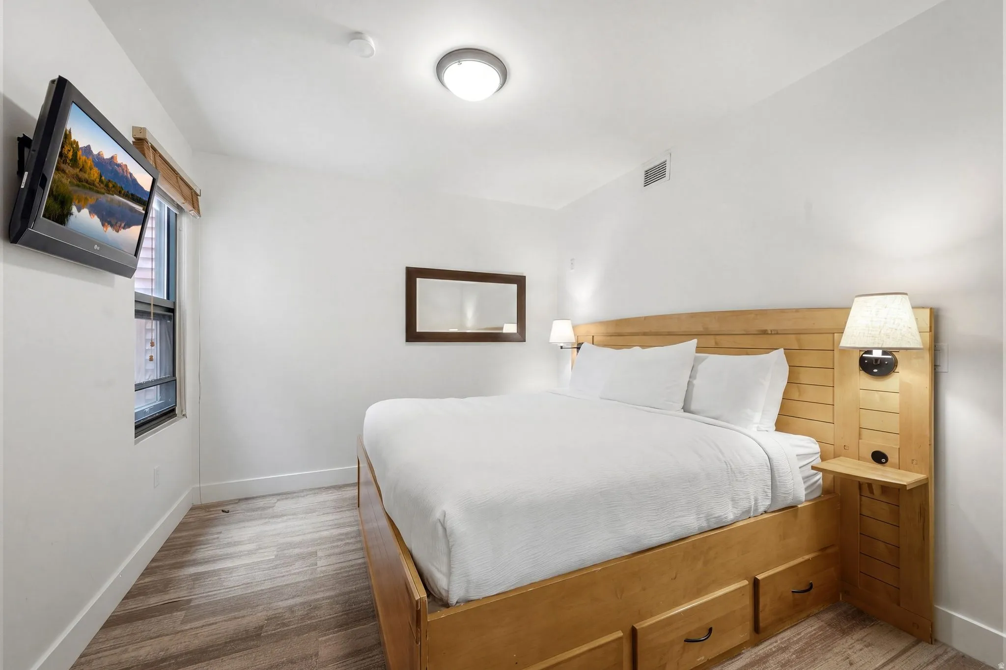 Wood-finish flooring throughout