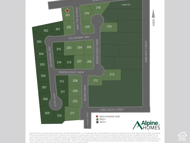 Site Plan. Illustrating lot configurations and street layouts for the Mardam Ranch development in Herriman, UT