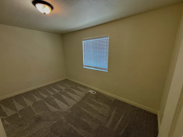 Neutral wall tones with patterned carpeting