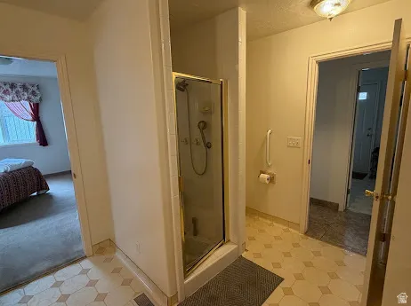 Enclosed shower with glass door