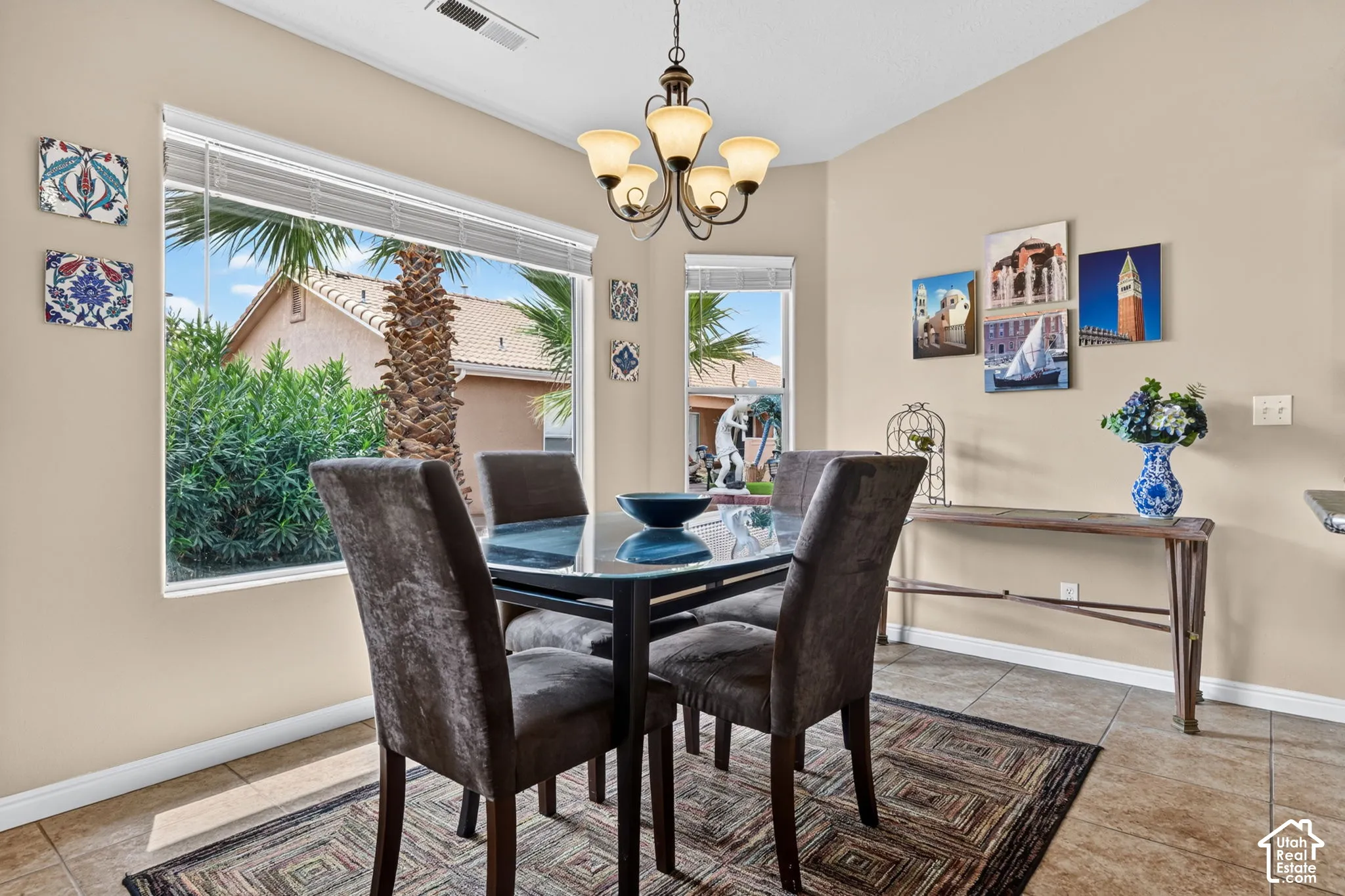 Neutral tone walls with an angular vaulted ceiling