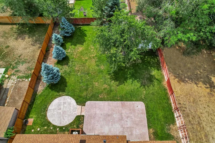Aerial view of backyard