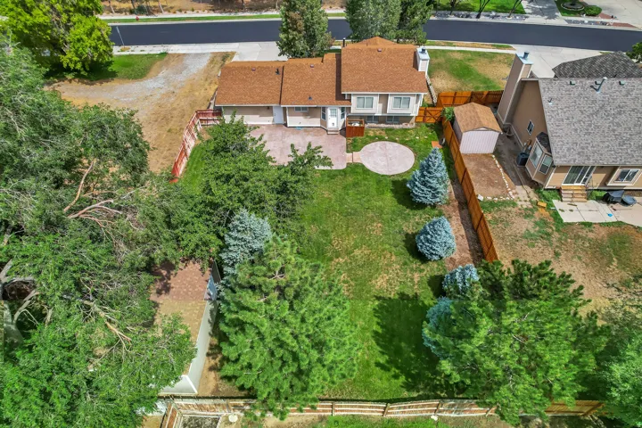 Aerial view of backyard