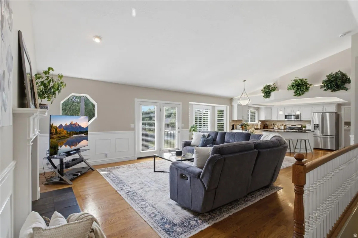 Gas fireplace anchors the inviting great room and adds warmth to the main-level living space.