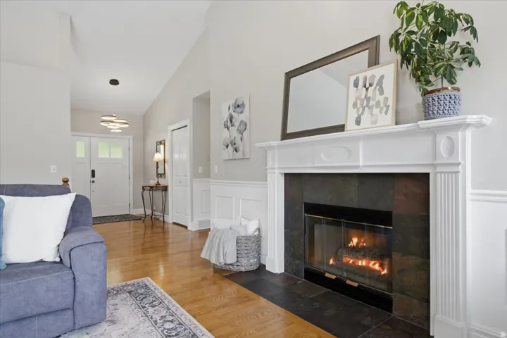 Bright, open great room connects seamlessly to the kitchen, dining area and outdoor living spaces.