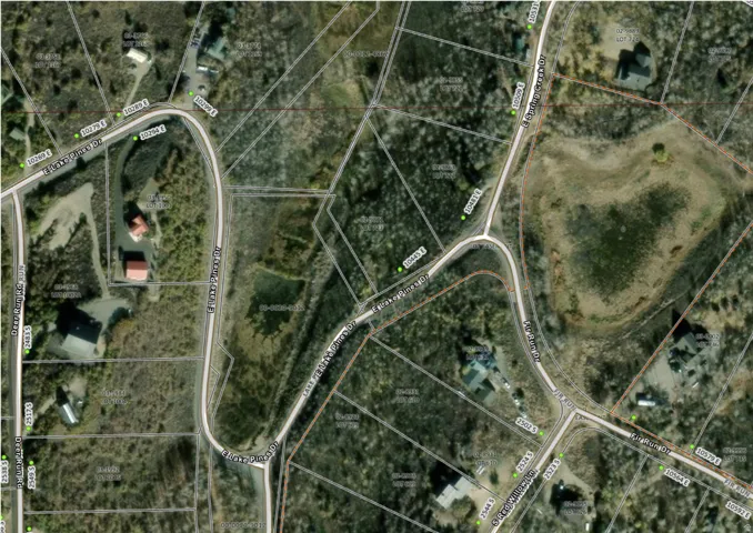 Aerial Map. Illustrating property boundaries and geographic features within the area