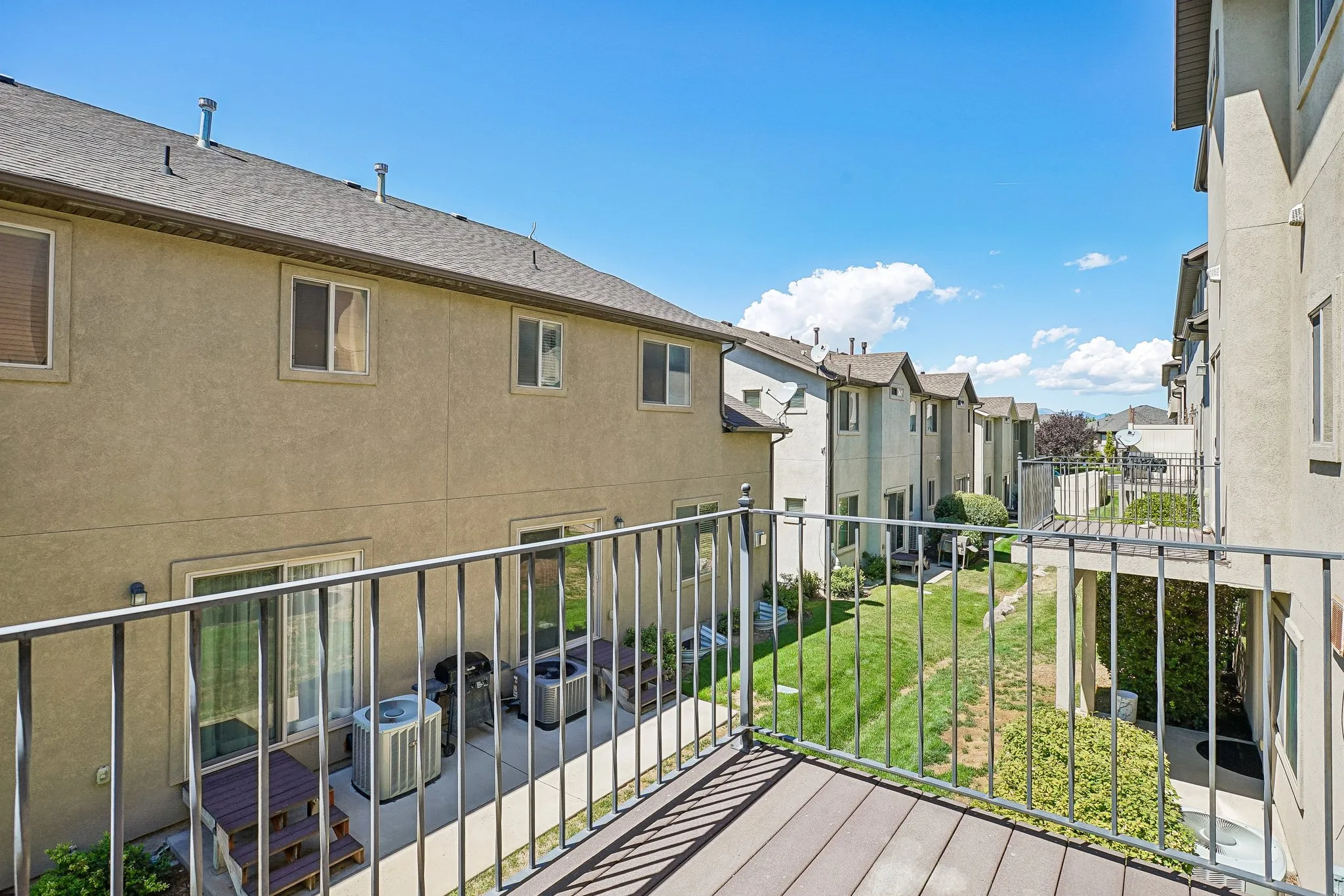 Balcony with composite decking and metal railing