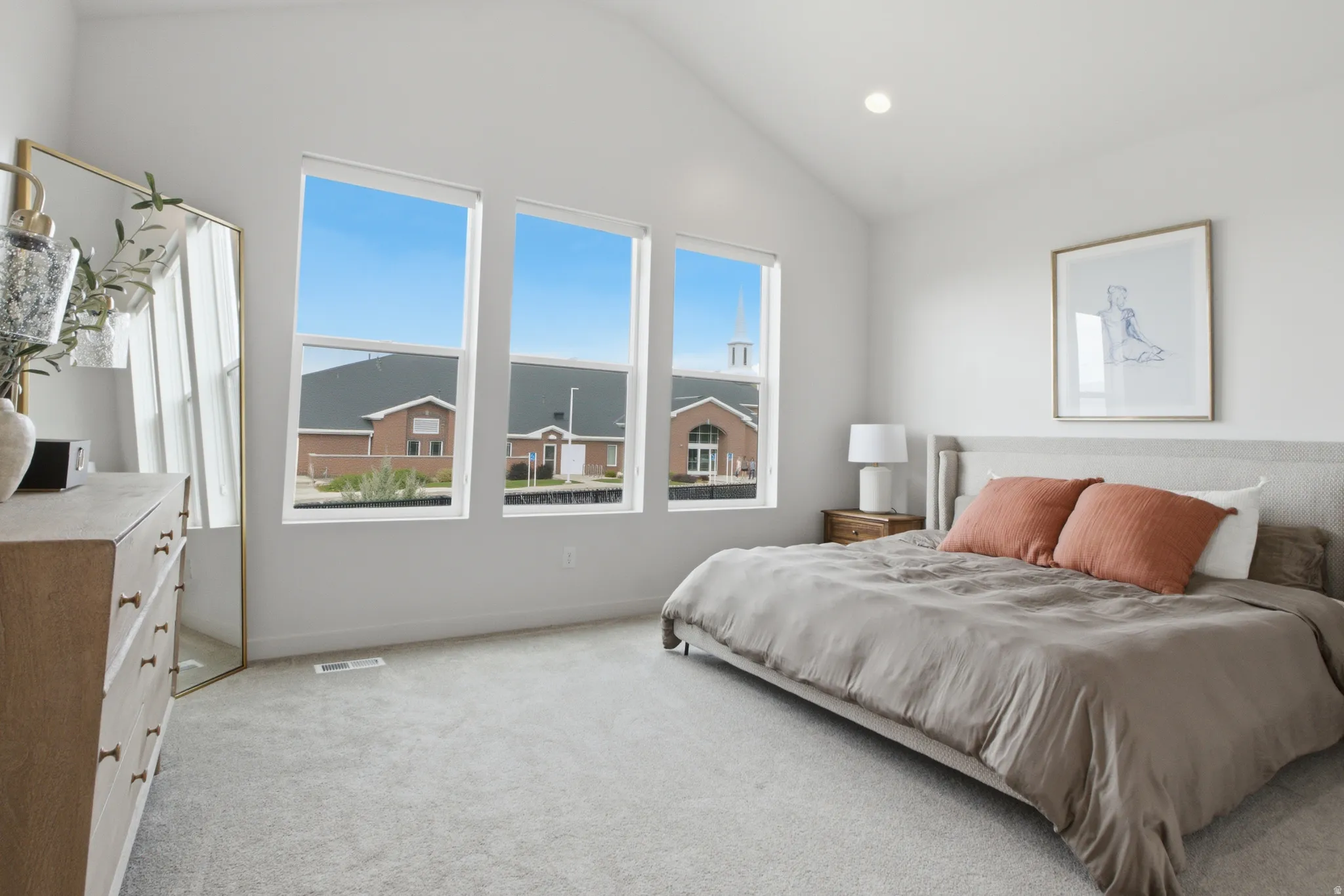 Master bedroom with vaulted ceilings