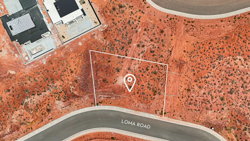 Aerial Property Map. Displaying the boundaries of the property and its orientation to Loma Road
