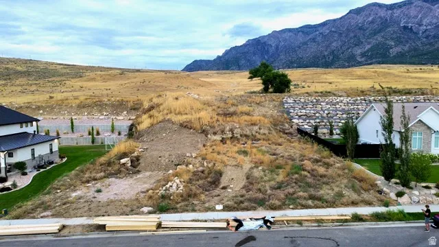 Undeveloped land parcel with a mountainous backdrop