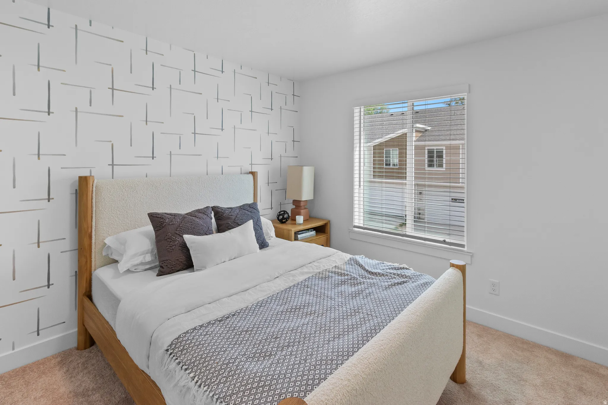 Accent wall with a modern geometric pattern