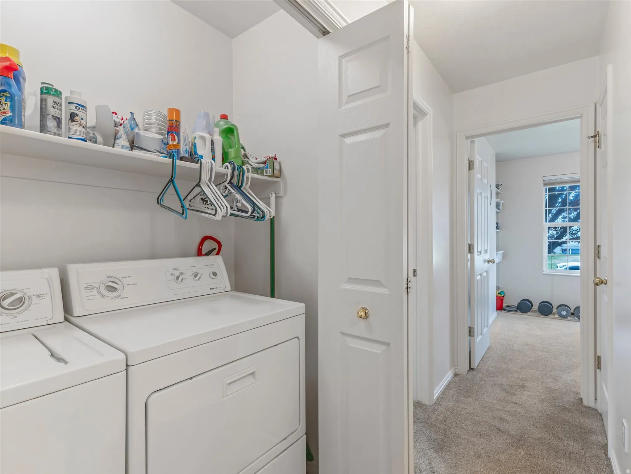 White wall shelving with ample storage