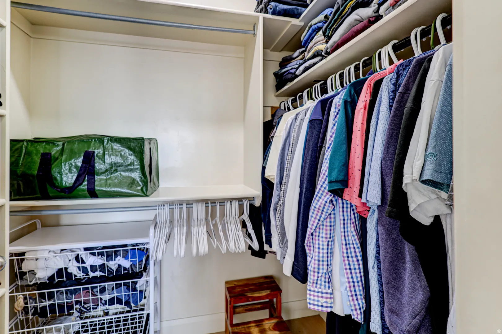 Built-in closet shelving and hanging rods