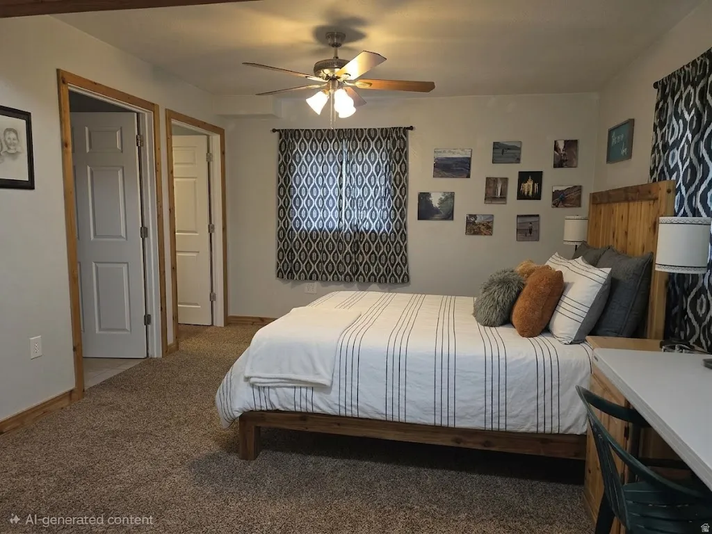 Wall-to-wall carpeting with light-toned walls