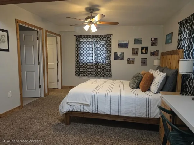 Wall-to-wall carpeting with light-toned walls