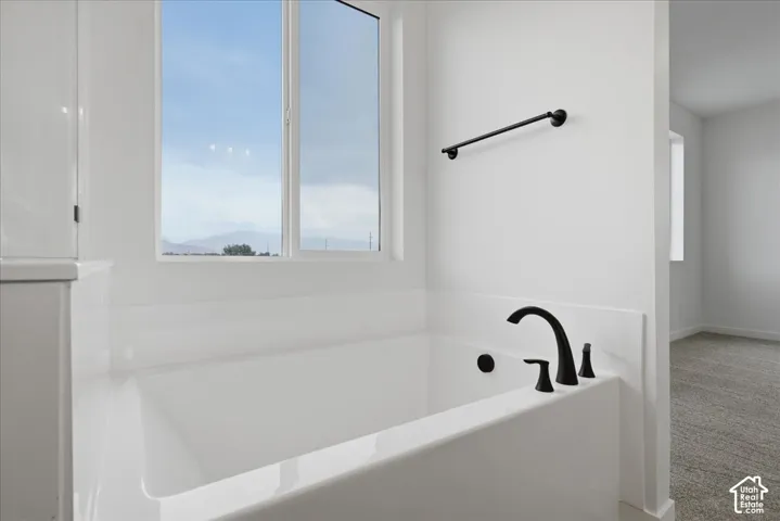 Spacious Tub with Black Hardware