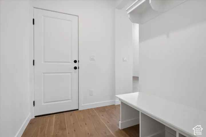 Mudroom Bench by Garage Entrance.