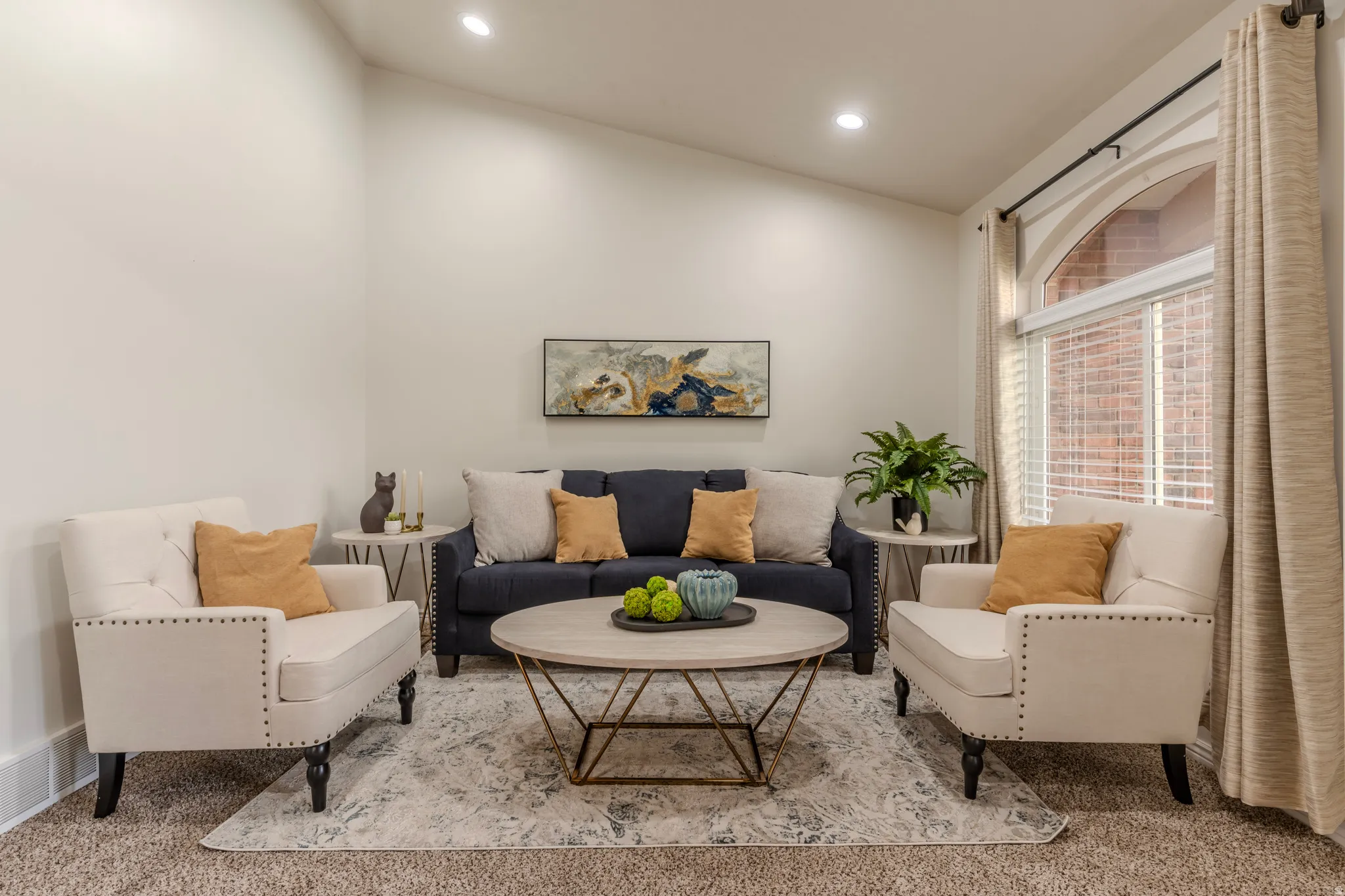 Vaulted ceiling with recessed lighting