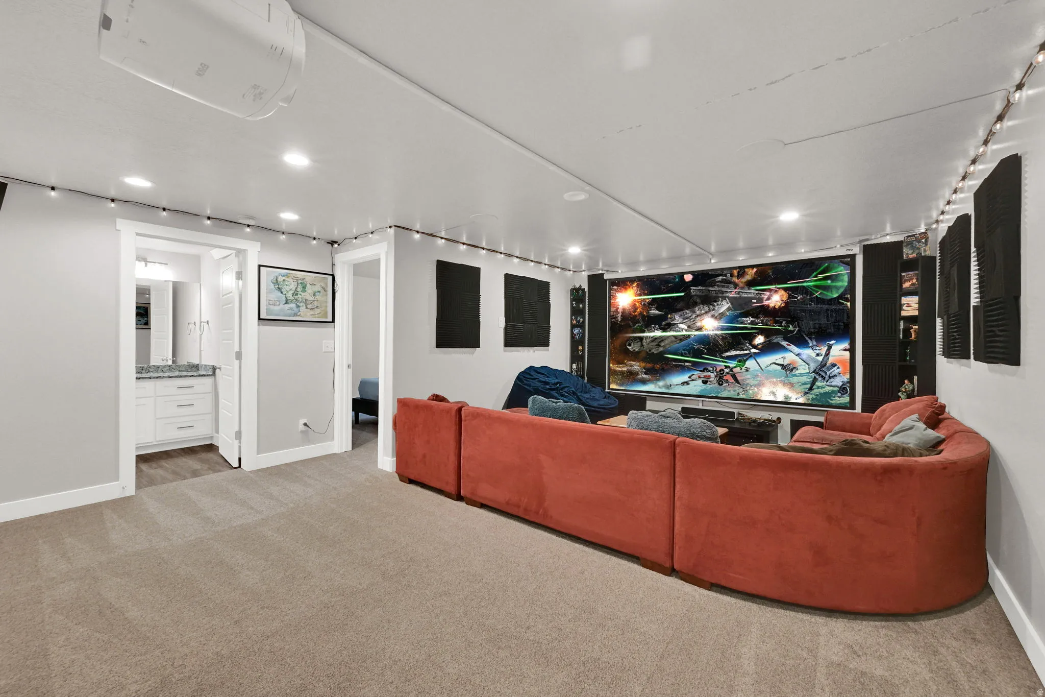 Basement living/media room