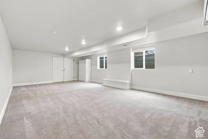 Exterior doors in the basement. Large windows bring in lots of light.
