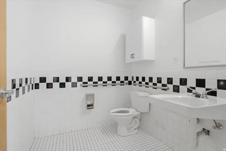 White square tile flooring