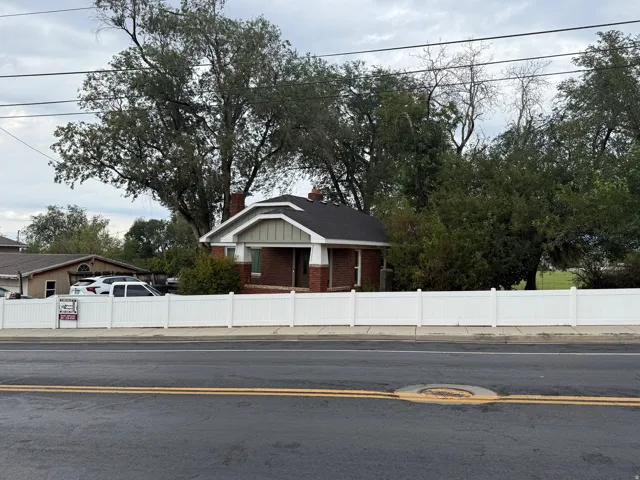 Brick exterior with gabled roofline