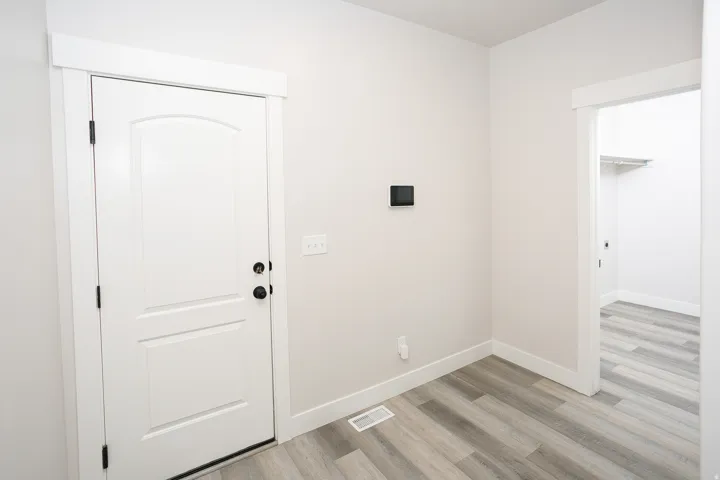White interior door with black hardware