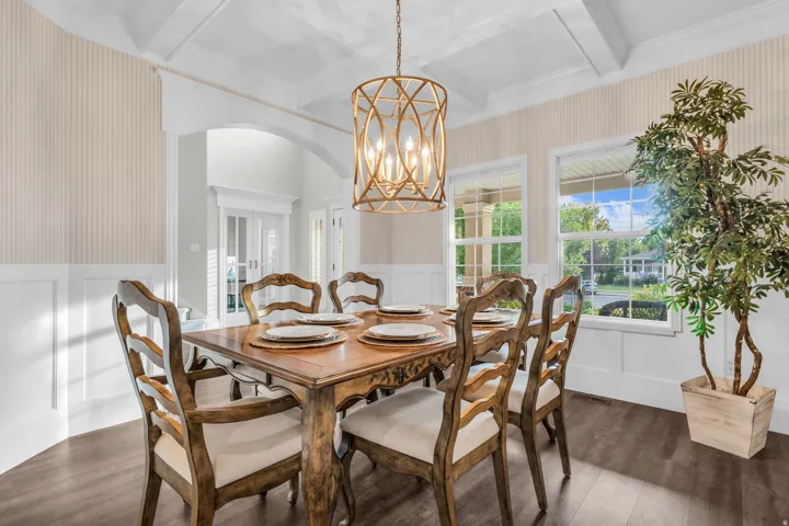 Elegant dining room and chandelier
