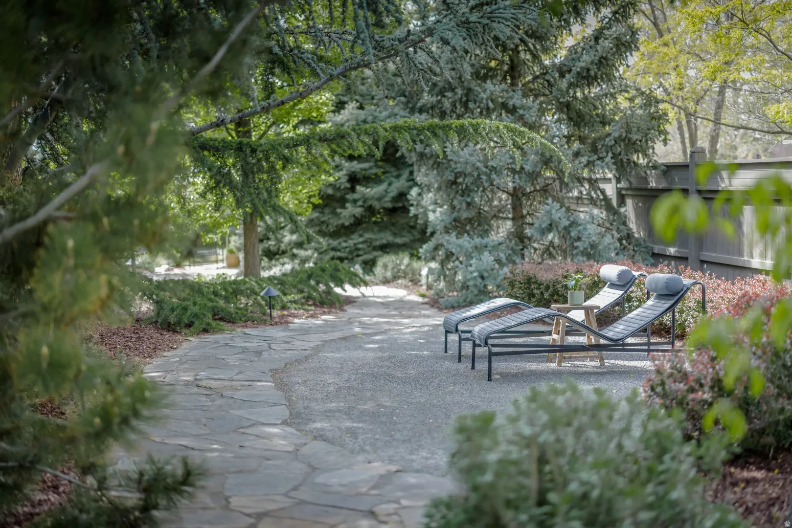 Flagstone pathway with integrated ground lighting
