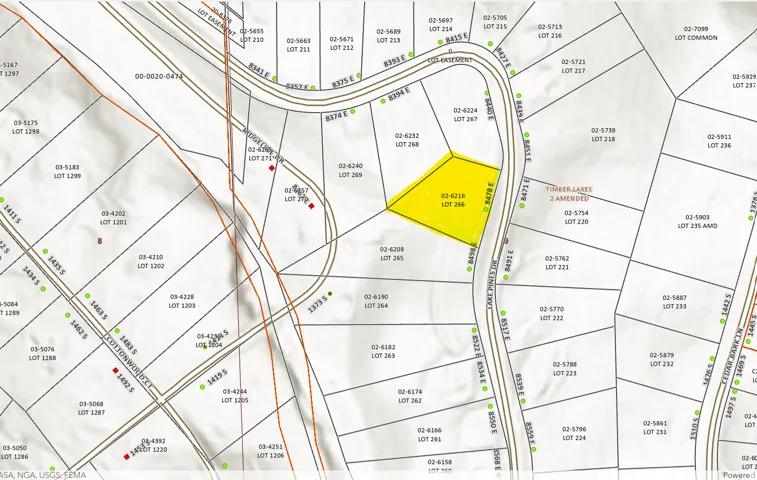 Plat Map. Illustrating lot boundaries and property identification numbers for the designated area