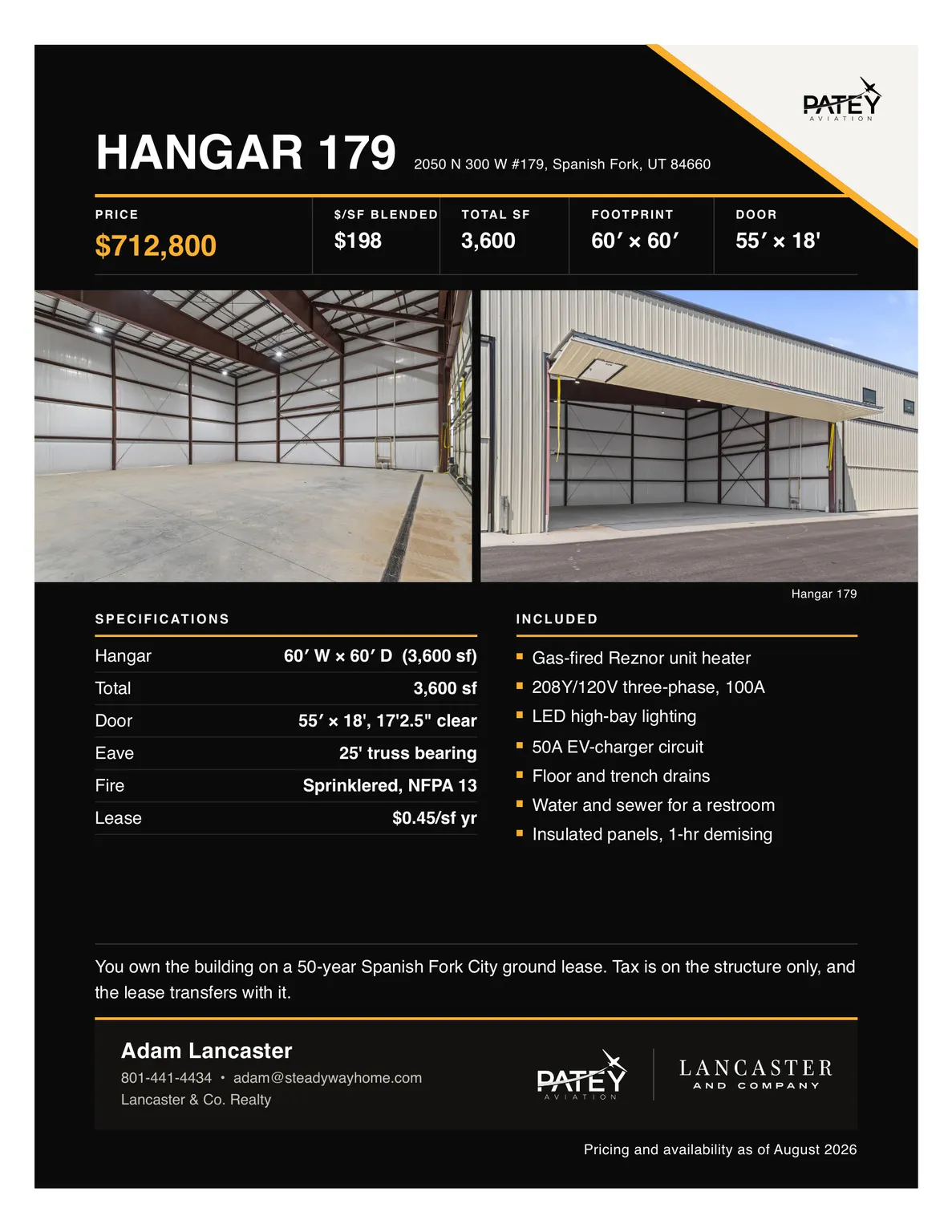 Real Estate Listing. Providing property specifications, included features, and contact information for the property