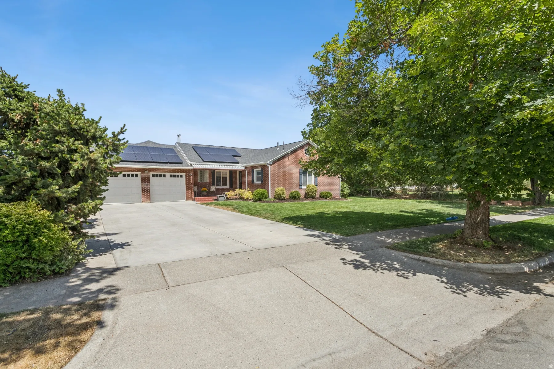 Brick exterior with multiple solar panels