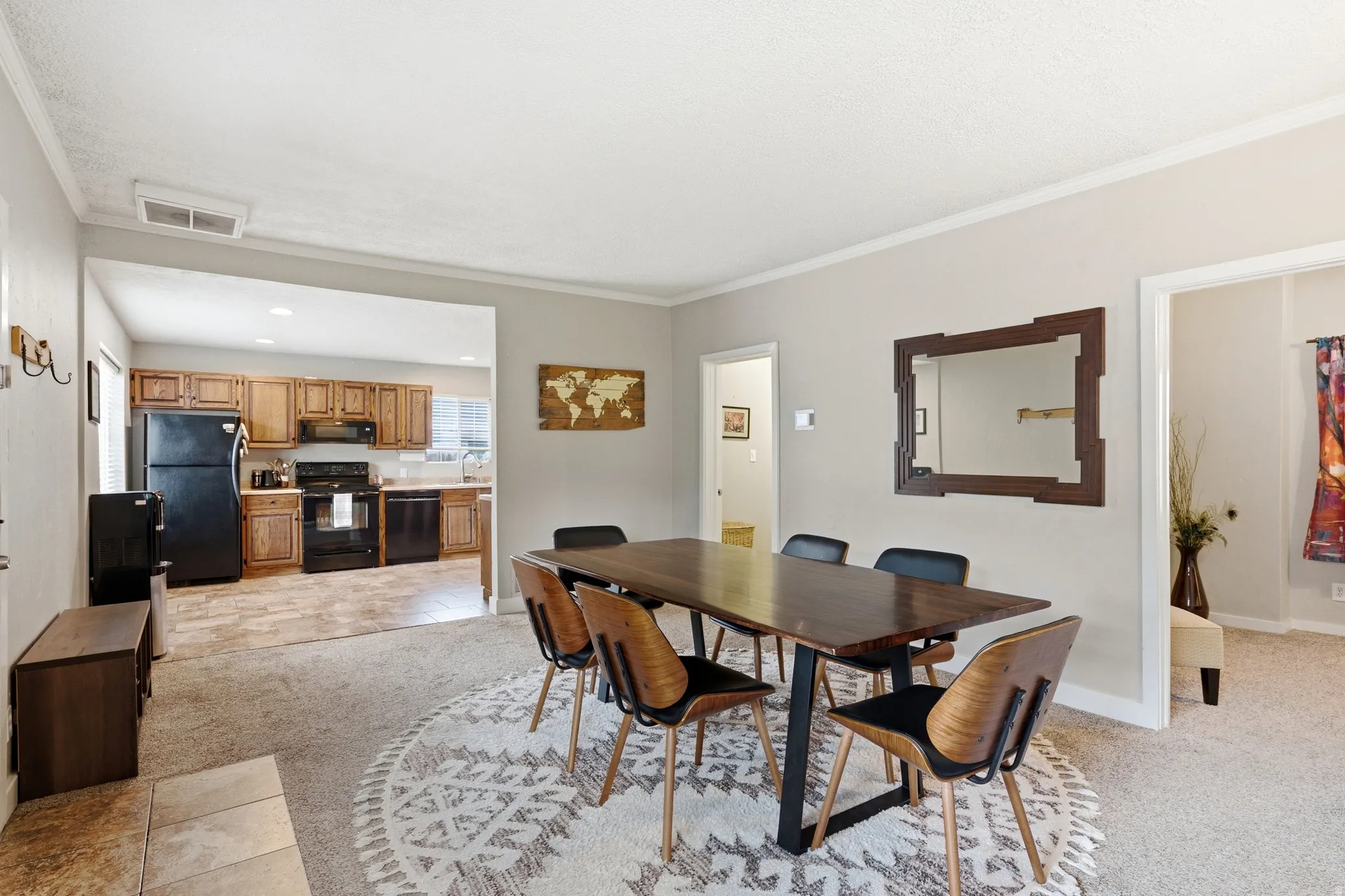Open-concept living space with a dining area and kitchen
