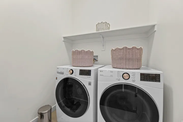 Built-in shelving unit with white finish