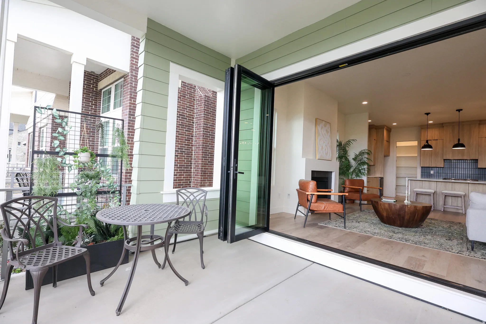 Expansive outdoor patio with concrete flooring